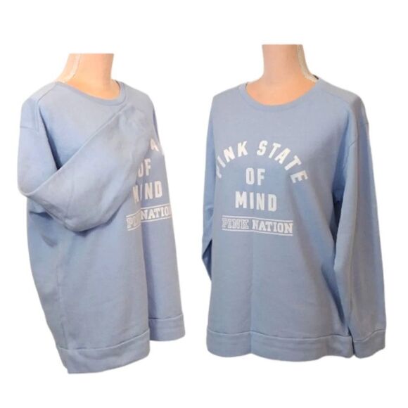 Victoria's Secret PINK Baby Blue Pink State Of Mind Crew Pullover Medium - Picture 5 of 15